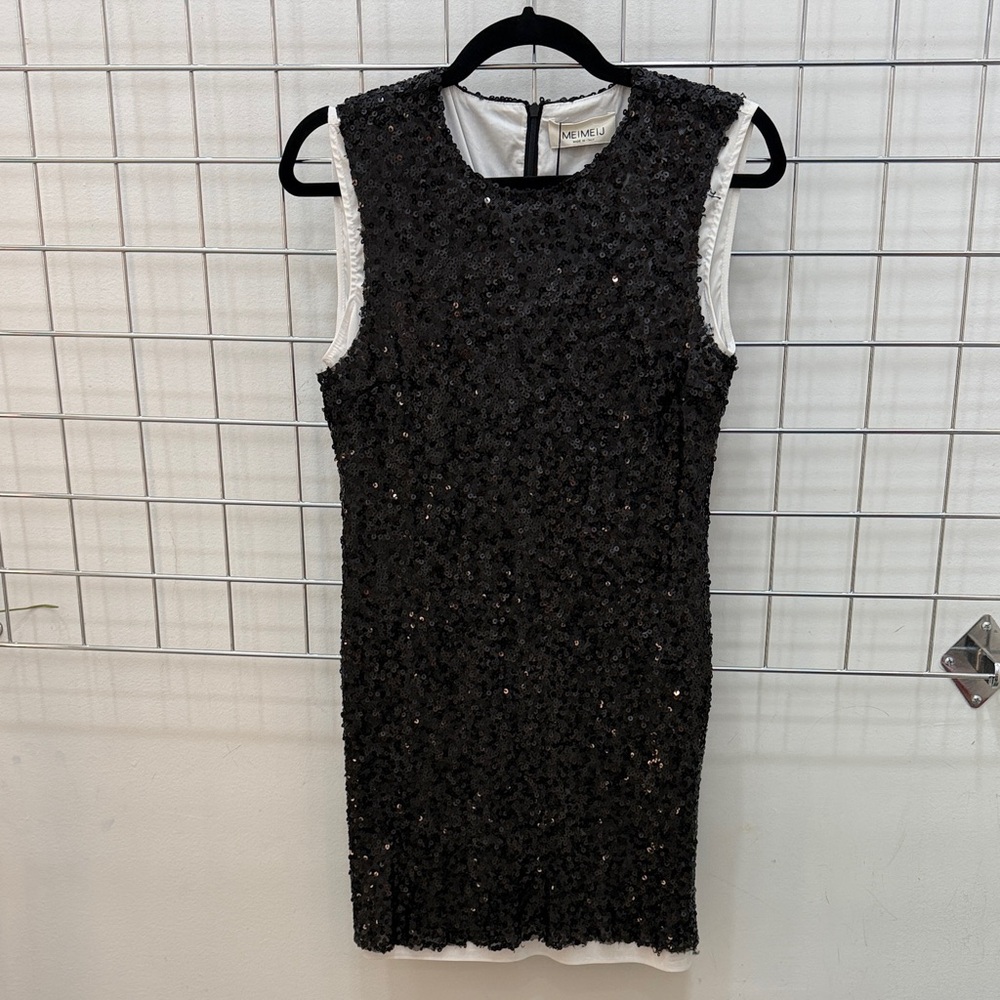 Black Sequin Lined Mini Dress